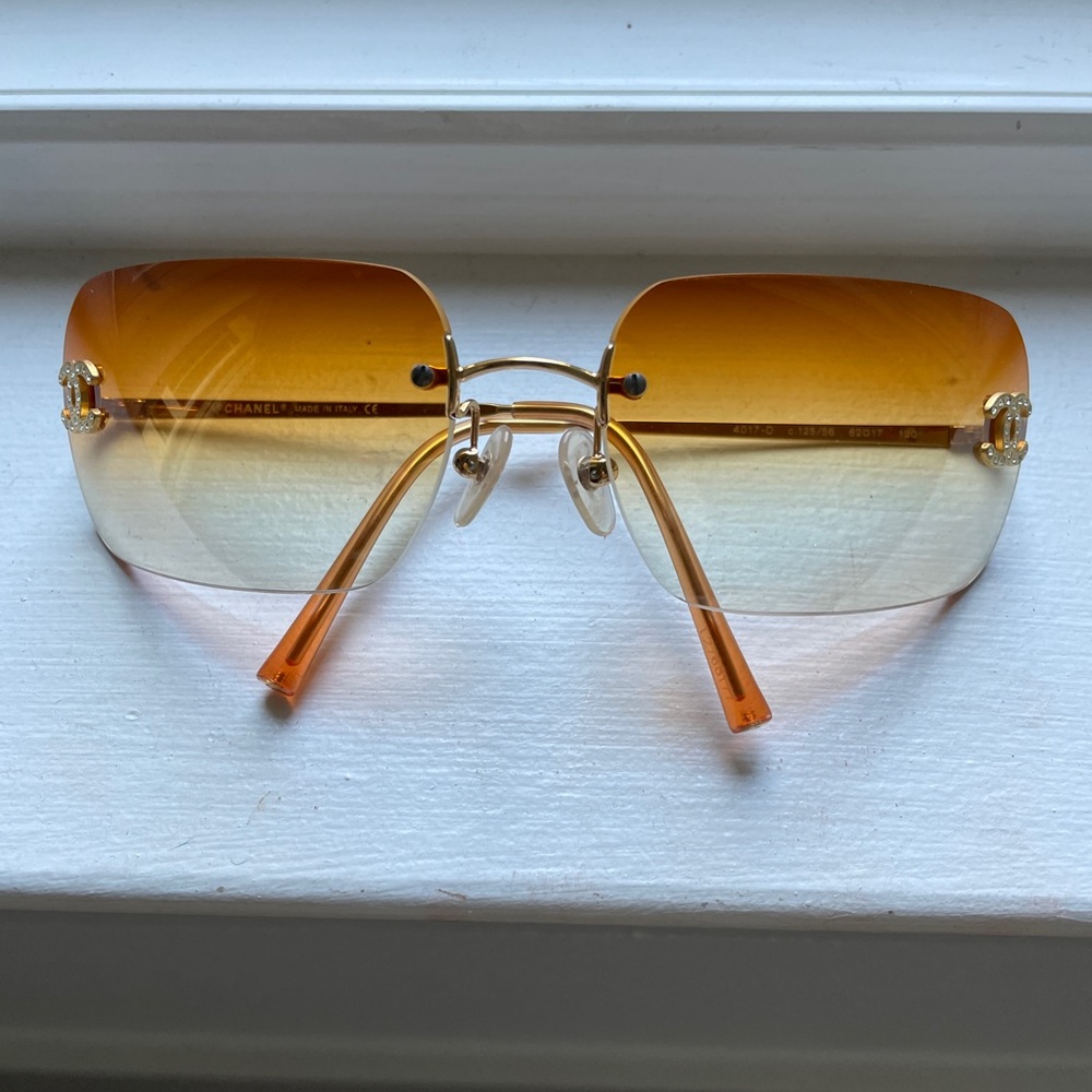 CHANEL Orange Gradient Rimless Sunglasses